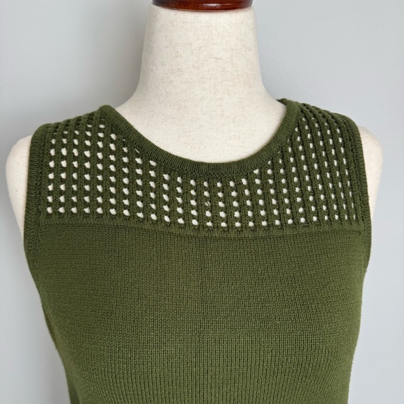 Jason Wu Olive Green Sleeveless Fringe Knit Top - Picture 3 of 6